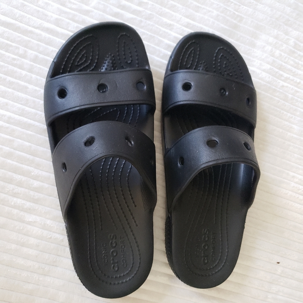 Crocs Unisex Dual Strap Black Slide Sandals W10 M8